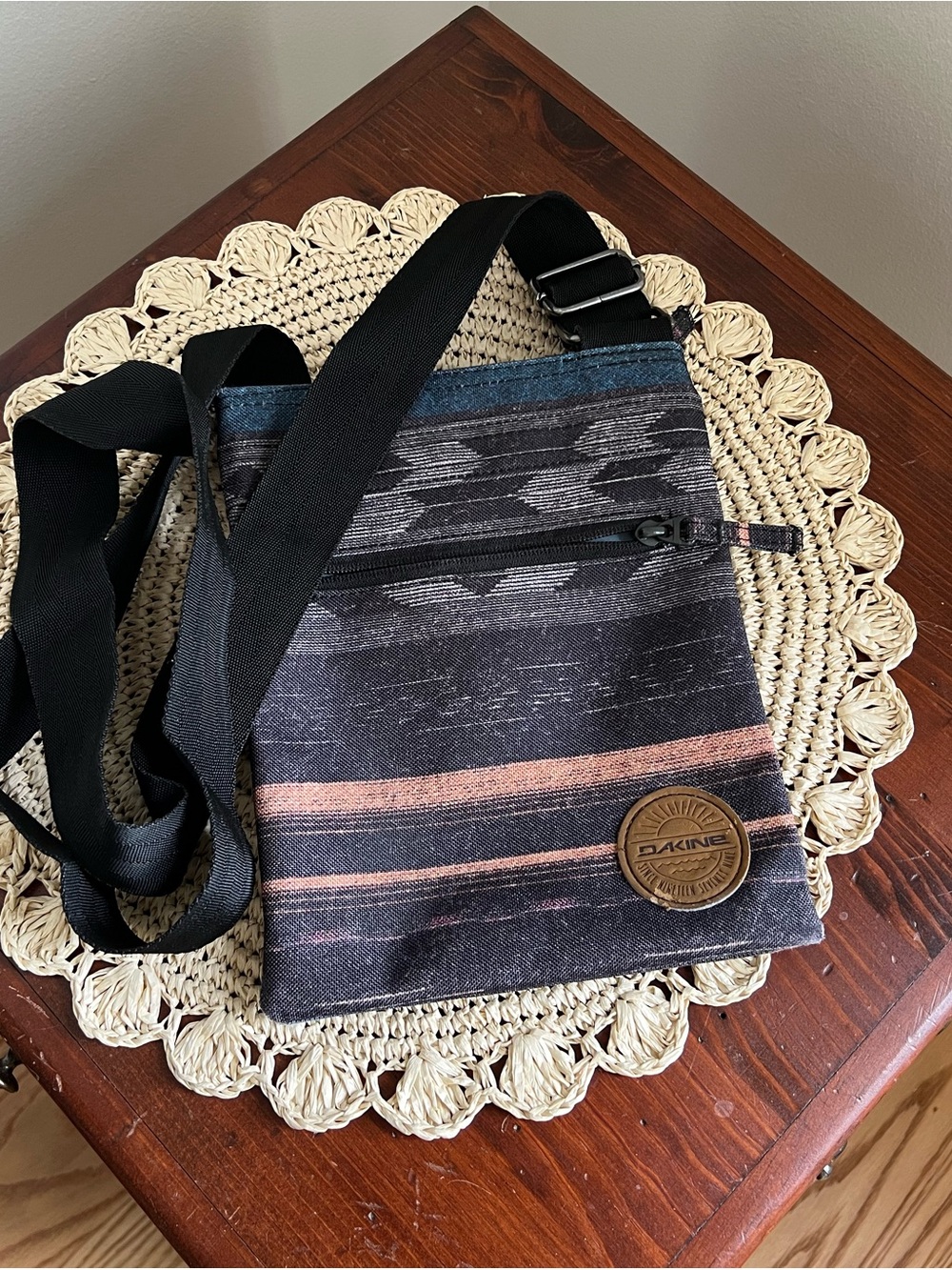 Dakine Black and Pink Striped Crossbody Bag